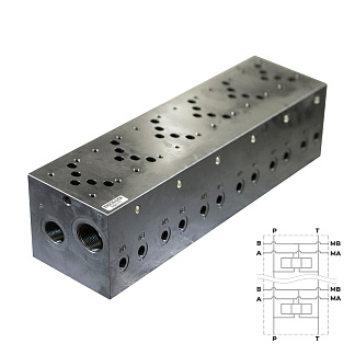 EM235/6YM - Плита для распределителей и клапанов, шестиместная, CETOP 05