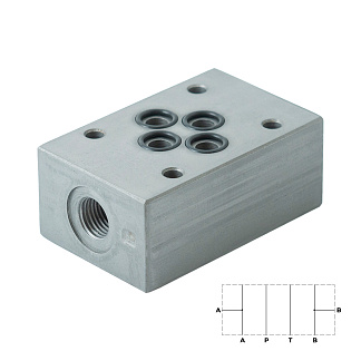 PM-1/AB-1/4_S950501_EB30314 - Плита модульная CETOP 03, отводы G1/4" от каналов А и В, сталь
