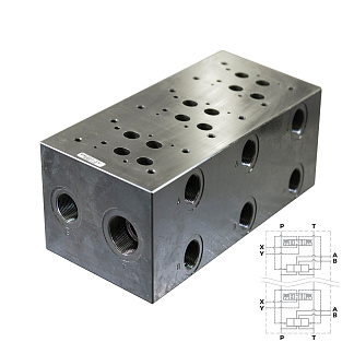 EM207/3Y - Плита для распределителей и клапанов, трехместная, CETOP 07