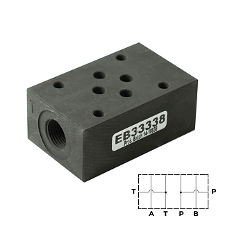 PM-1/PT-3/8_S950561_EB33338 - Плита модульная CETOP 03, отводы G3/8" от каналов P и T, сталь