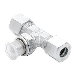 107007.4 - Фитинг Т-образный поворотный c контргайкой, в комплекте с врезными кольцами и гайками