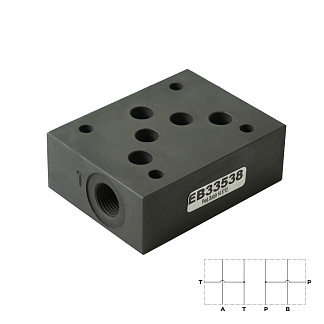 PM-4/TP_EB33538 - Плита модульная CETOP 05, отводы G3/8" от каналов P и T, сталь