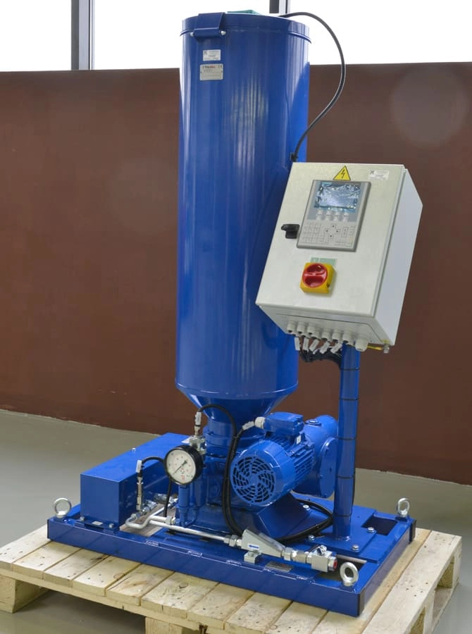 Система двухлинейной густой смазки CTR-KV-B0120/1 боков станинных роликов перед и за клетью стана 5000