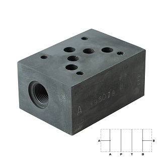 PM-4/AB_1950781 - Плита модульная CETOP 05, отводы G1/2" от каналов А и В, cталь