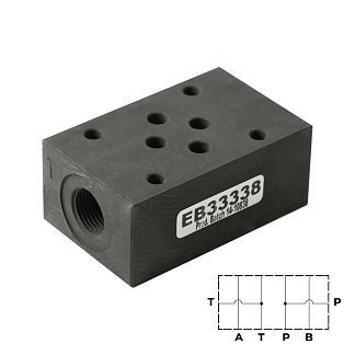 PM-1/PT-3/8_S950561_EB33338 - Плита модульная CETOP 03, отводы G3/8" от каналов P и T, сталь