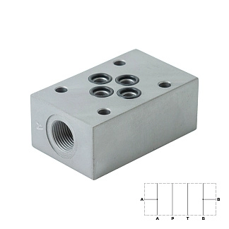 PM-1/AB-3/8_EB30338 - Плита модульная CETOP 03, отводы G3/8" от каналов A и B, сталь