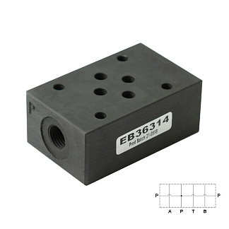 PM-1/PP-1/4_S950562_EB36314 - Плита модульная CETOP 03, два отвода G1/4" от канала P, сталь