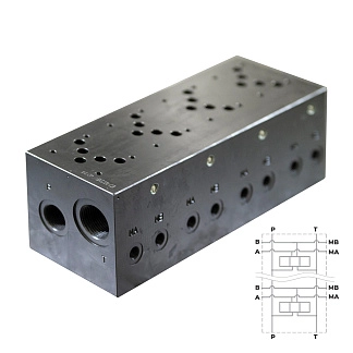 EM235/4YM - Плита для распределителей и клапанов, четырехместная, CETOP 05