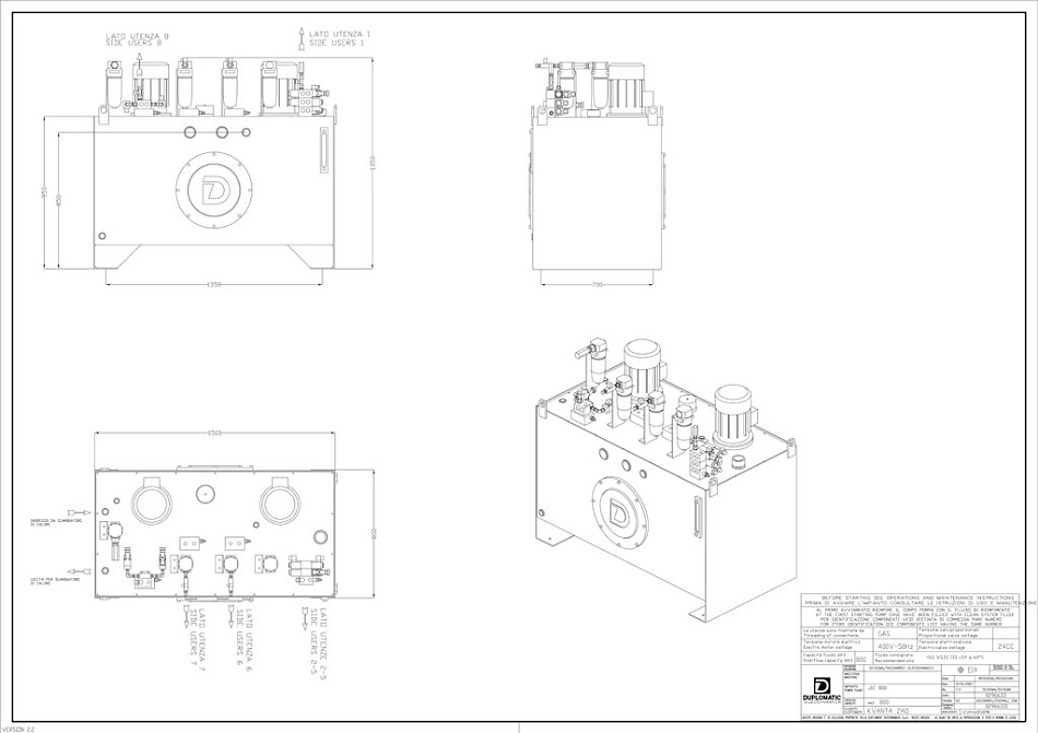 Гидростанция для токарно-карусельного станка с ЧПУ модели 1А516МФ4