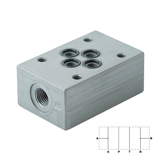 PM-1/AB-1/4_S950501_EB30314 - Плита модульная CETOP 03, отводы G1/4" от каналов А и В, сталь