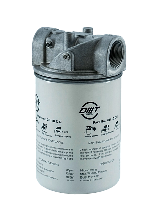 OMTI10CNA - Фильтр гидравлический всасывающий SPIN-ON, байпас 0,25 бар, нерж. сетка (AISI 304)